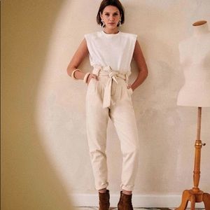 Sezane Austin Trousers in Flecked Ecru, Size 4